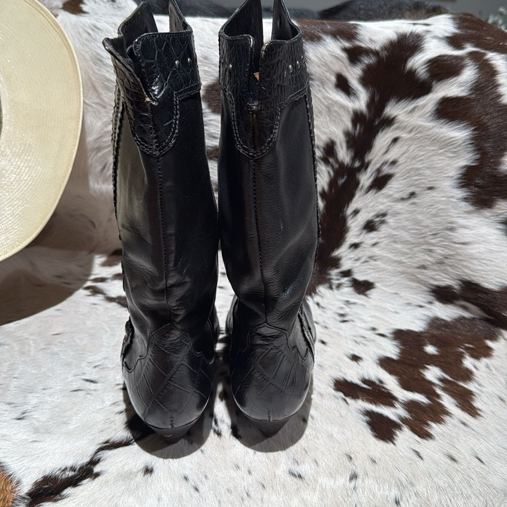 MARC ALPERT 100% LEATHER WESTERN STUDDED BOOTS BURNING MAN SIZE ‎ 8.5 T1 - Picture 9 of 12